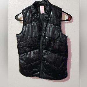 GIRLS SIZE LARGE 10/12 Black Sequin Puffer Vest